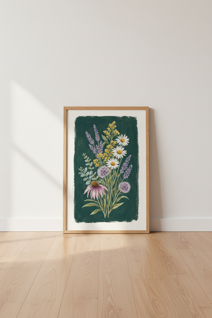 Botanical Floral Wall Art Print | Living Room Decor | Vintage Poster