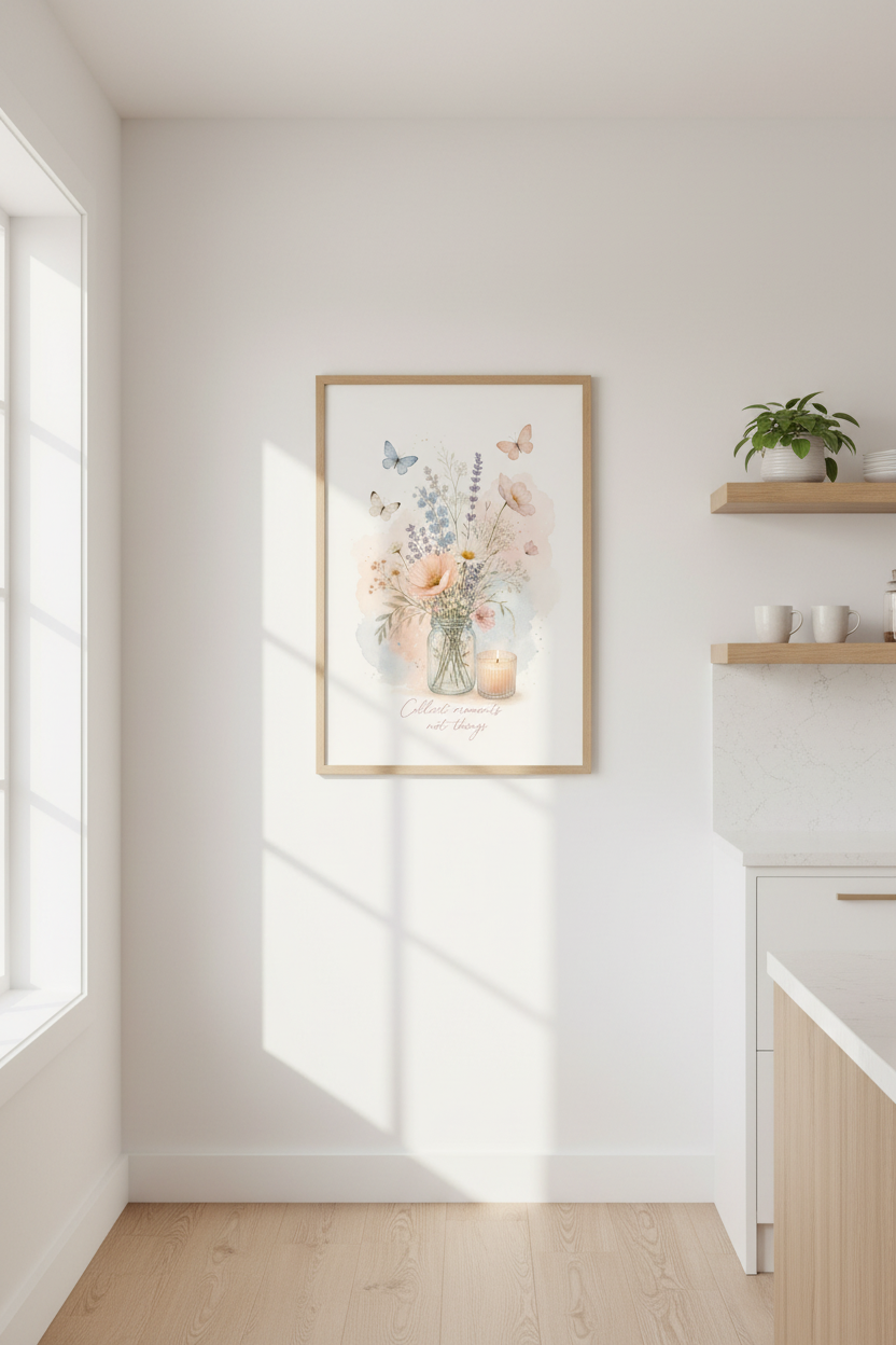 Wildflower Bouquet Art Print | Shabby Chic Floral Decor | Watercolor Pastel Poster