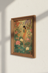 Indian Folk Art Woman | Vintage Lotus Garden Print, South Asian Bedroom Wall Art