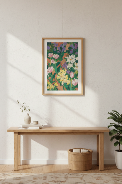 Impressionist blooms Wall Art Print | Living Room Decor | Pastel Poster