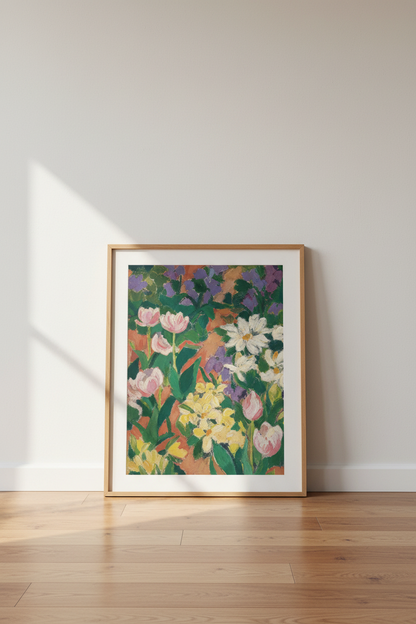 Impressionist blooms Wall Art Print | Living Room Decor | Pastel Poster