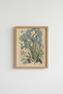 Botanical iris print | Impressionist blues, beige tones | Living room decor