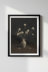 Moody Floral Vase Oil Painting | Dark Vintage Wall Art, Bedroom Still Life Poster