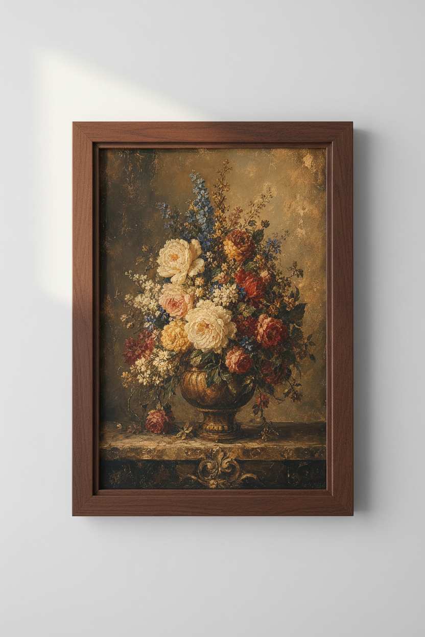 Vintage Floral Wall Art Print | Living Room Decor | Classic Poster