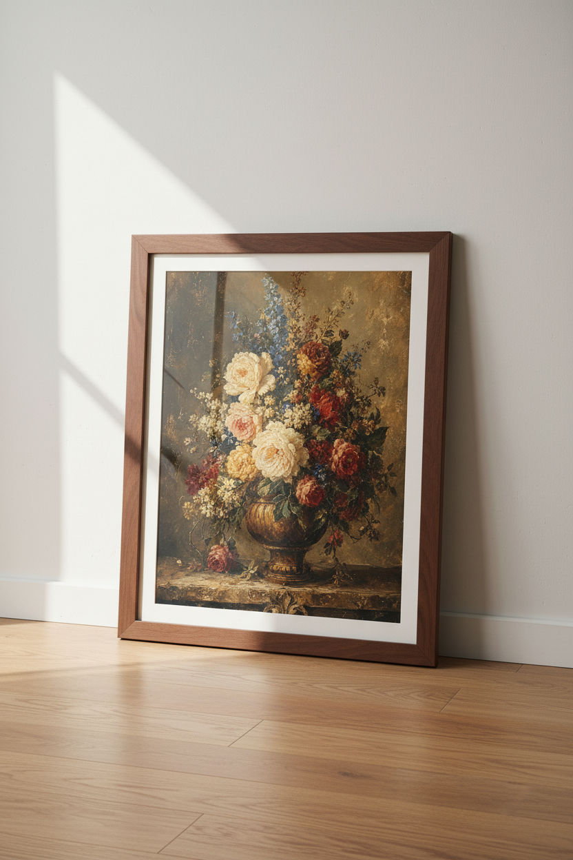 Vintage Floral Wall Art Print | Living Room Decor | Classic Poster