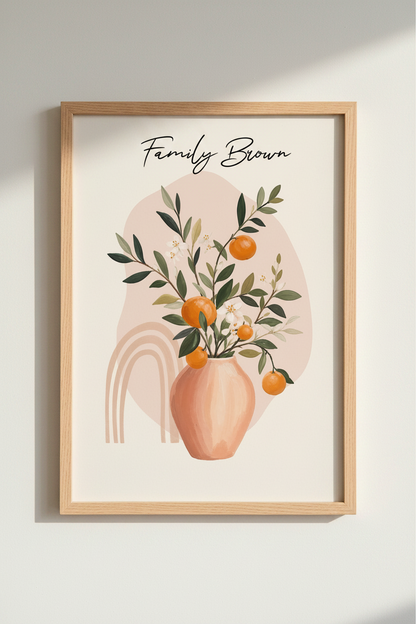 Citrus Boho Wall Art Print | Terracotta Orange Botanical, Kitchen Decor