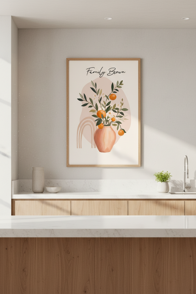 Citrus Boho Wall Art Print | Terracotta Orange Botanical, Kitchen Decor
