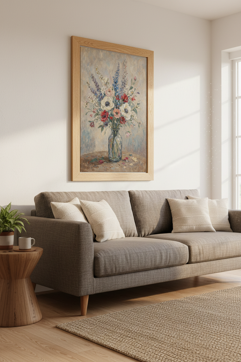 Impressionist Bouquet Wall Art Print | Living Room Decor | Soft Pastels Poster