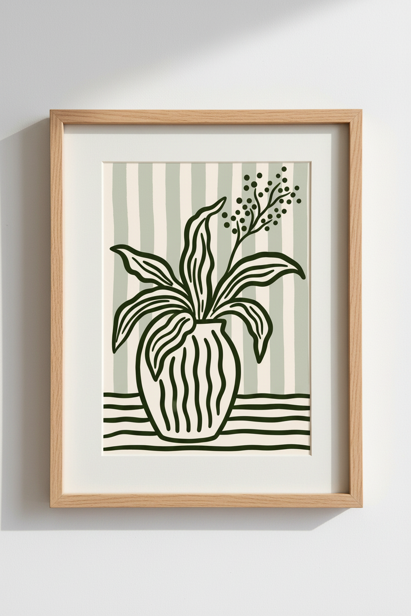 Boho Wall Art Print | Sage &amp; Cream, Living Room Decor | Minimalist Poster