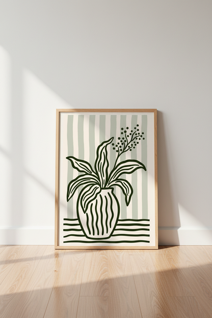 Boho Wall Art Print | Sage &amp; Cream, Living Room Decor | Minimalist Poster