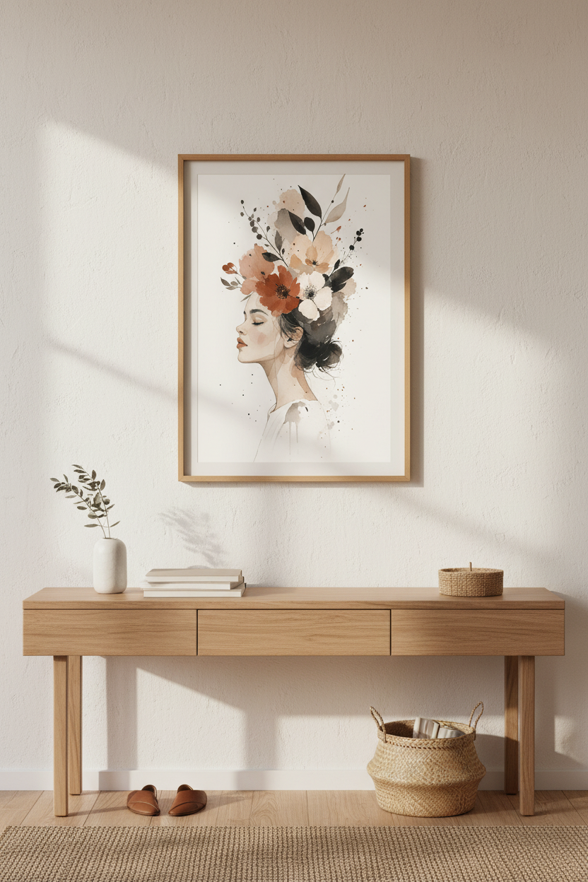 Watercolor Portrait Wall Art Print | Living Room Decor | Boho Poster