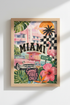 Miami Beach Wall Art Print | Retro Art Deco Decor | Tropical Aesthetic Poster