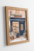 French Florist Shop Wall Art | Navy & Peach Winter Poster, Paris Decor