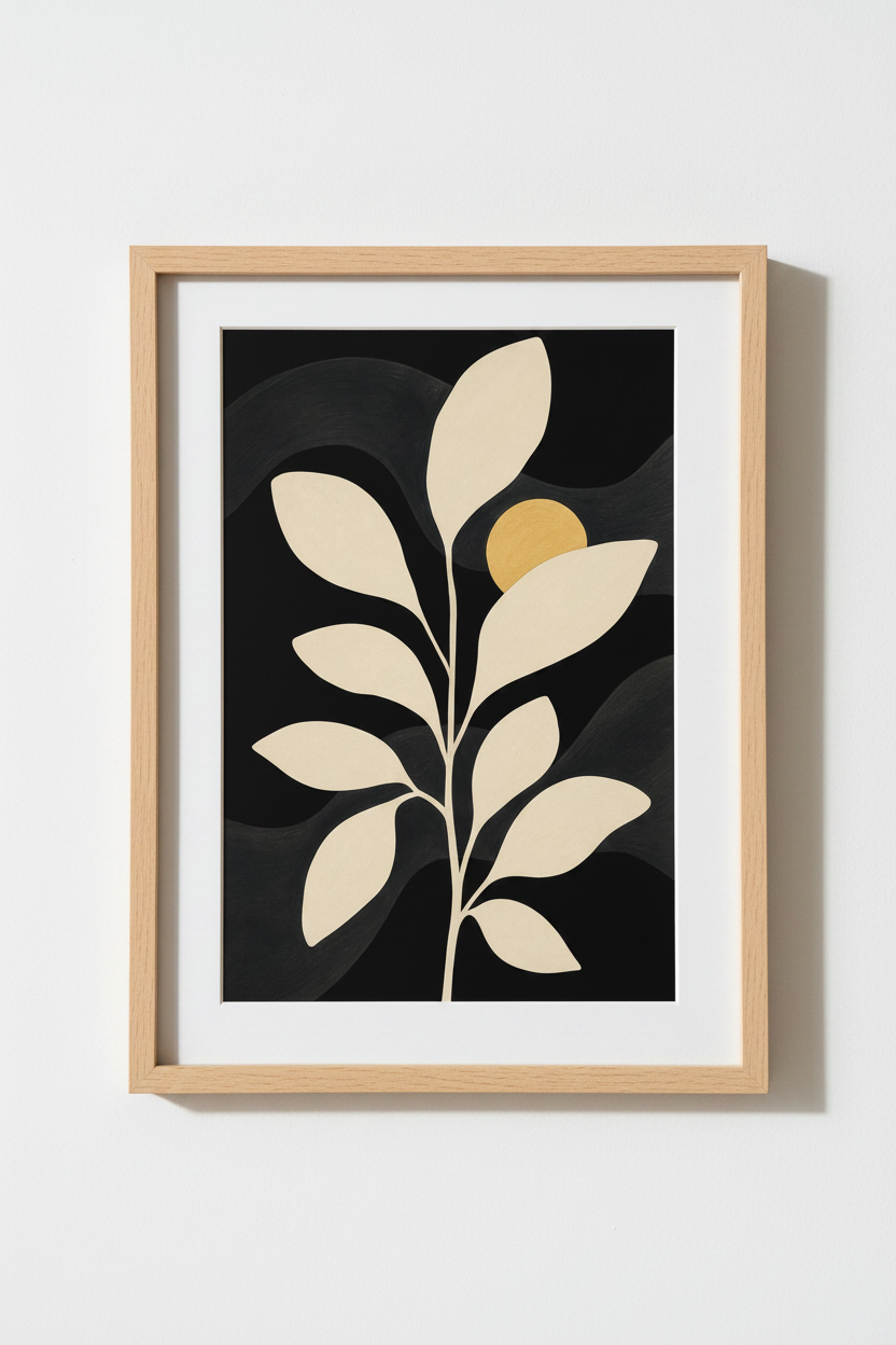 Neutral Plant Print | Abstract Beige Leaves | Living Room Decor