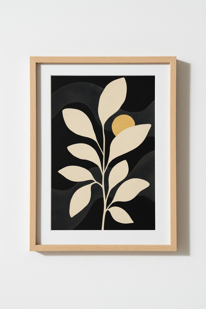 Neutral Plant Print | Abstract Beige Leaves | Living Room Decor