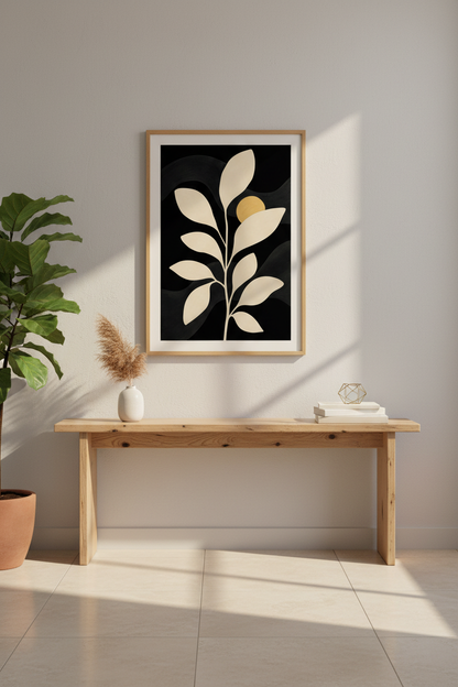 Neutral Plant Print | Abstract Beige Leaves | Living Room Decor
