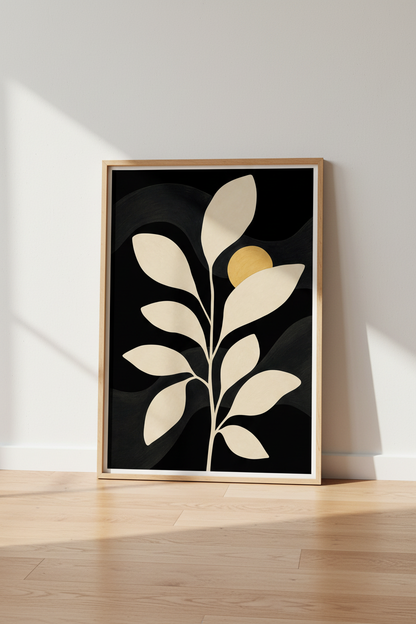 Neutral Plant Print | Abstract Beige Leaves | Living Room Decor