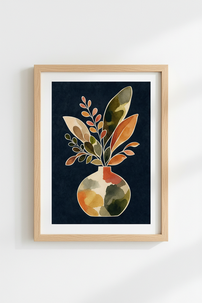 Abstract Wall Art Print | Vase Botanical Decor | Moody Boho Poster