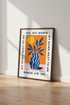 Sit Down Next To Me Art Print | Orange and Blue Botanical | Modern Living Room Decor