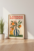 London Exhibition Poster | Mid Century Orange Still Life Print, Kitchen Cafe Decor