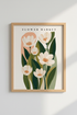 Flower Market Art Print | Botanical Floral Poster, Pastel Boho Living Room Decor