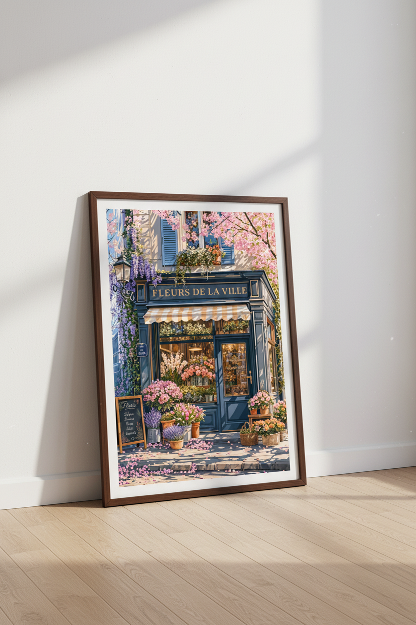 French Flower Shop Wall Art | Parisian Spring Pastel Decor | Floral Poster