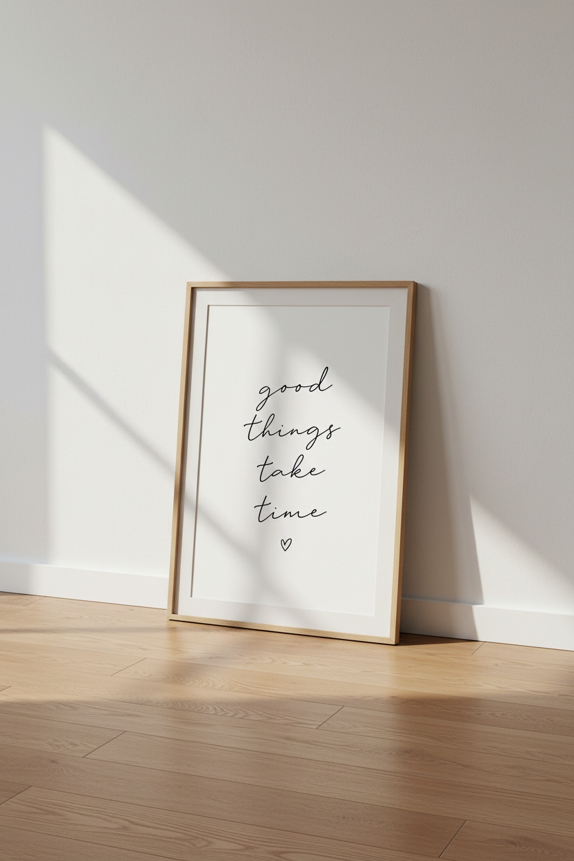 Good Things Take Time Wall Art | Minimalist Typography Poster | Office Decor