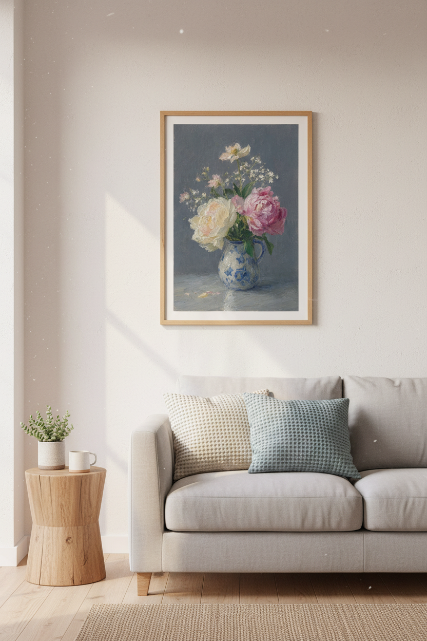 Floral Wall Art Print | Living Room Decor | Pastel Aesthetic Poster