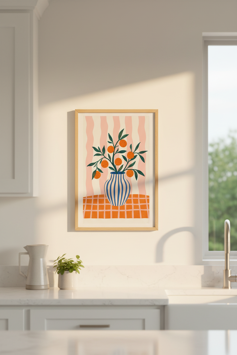 Orange Tree Art Print | Mediterranean Citrus, Kitchen &amp; Dining Room Decor
