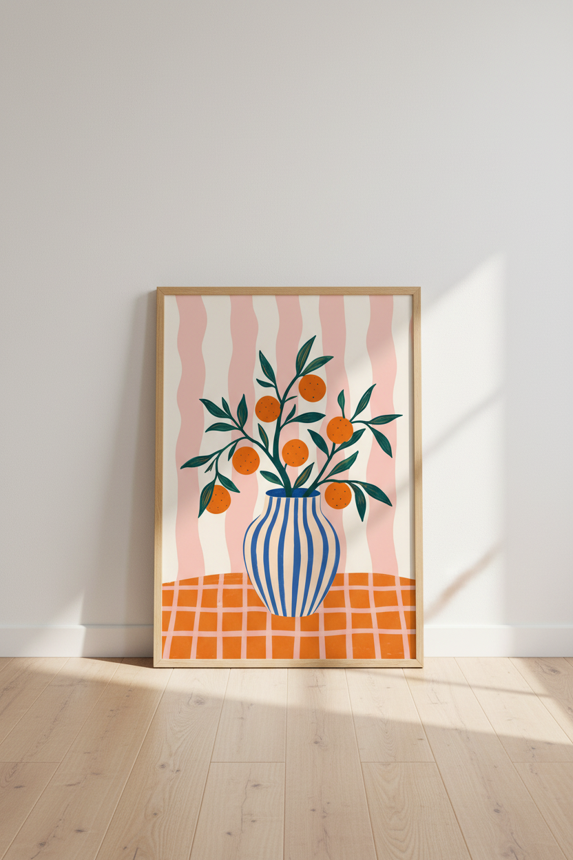 Orange Tree Art Print | Mediterranean Citrus, Kitchen &amp; Dining Room Decor