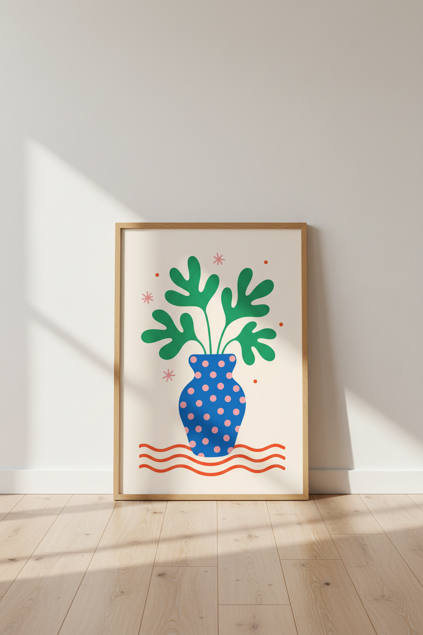 Matisse Style Floral Wall Art Print | Boho Living Room Decor | Colorful Poster