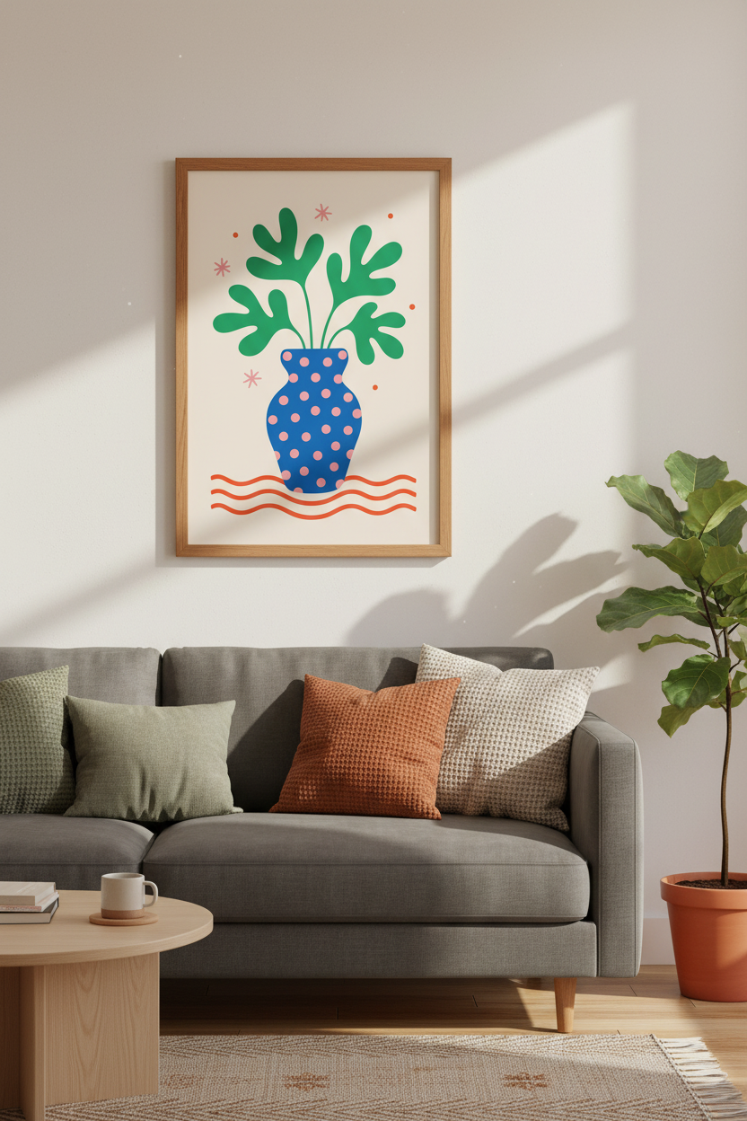Matisse Style Floral Wall Art Print | Boho Living Room Decor | Colorful Poster