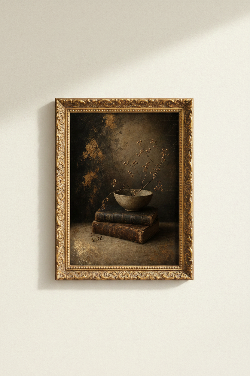 Vintage botanical Wall Art Print | Living Room Decor | Moody Poster