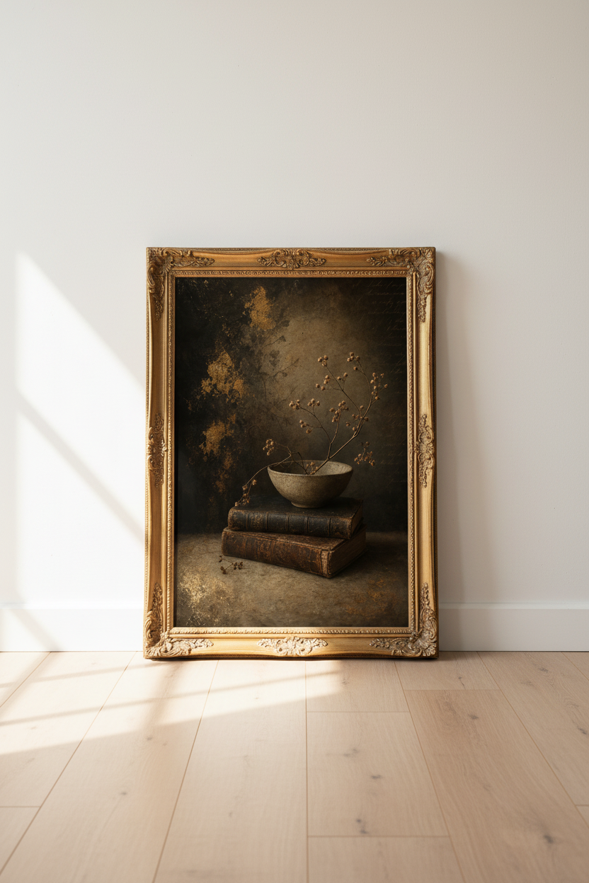 Vintage botanical Wall Art Print | Living Room Decor | Moody Poster