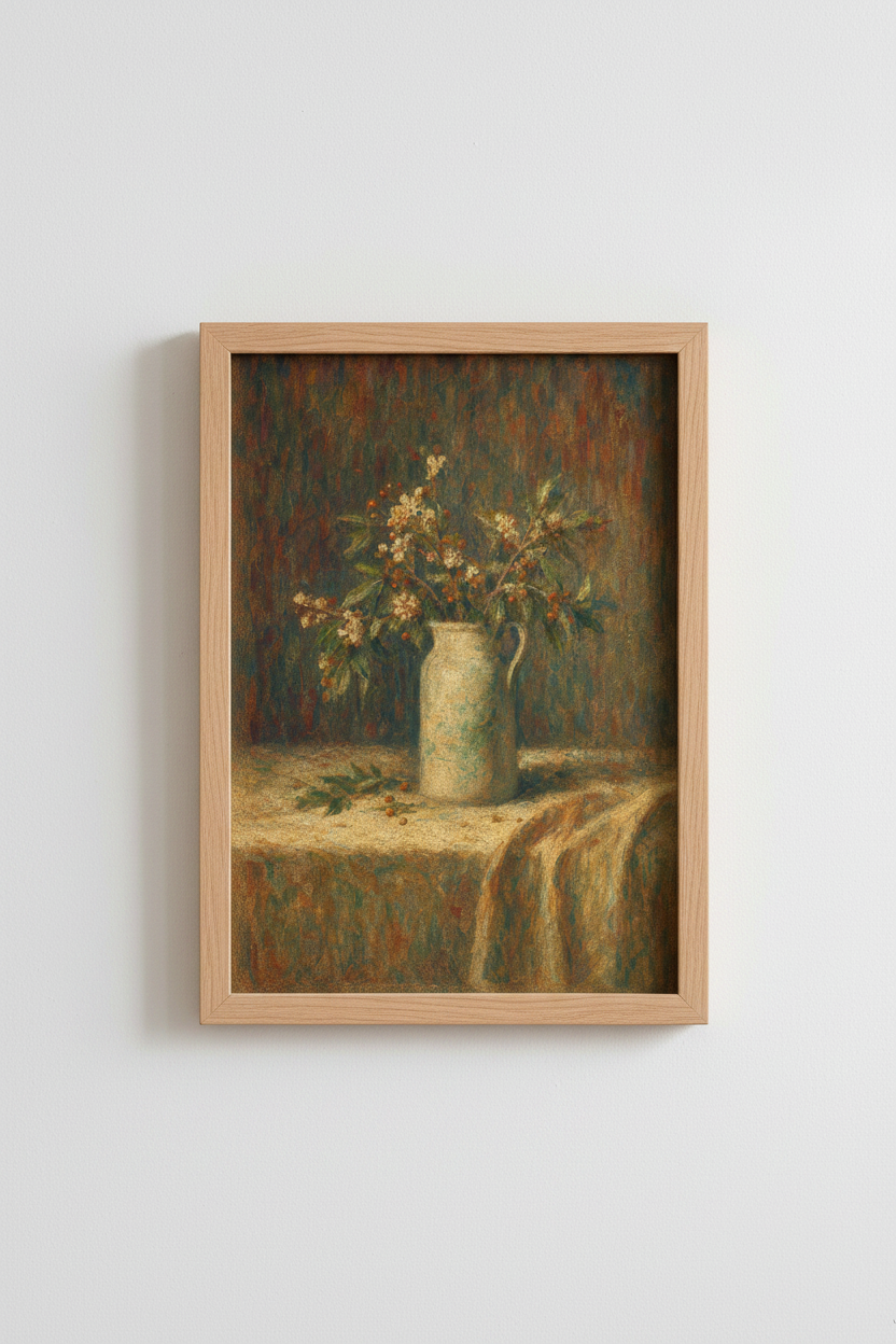Floral Impressionism Wall Art Print | Still Life Decor | Earthy Tones Poster