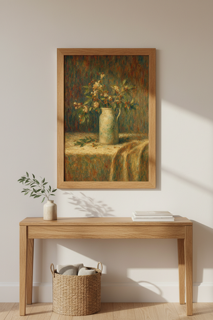 Floral Impressionism Wall Art Print | Still Life Decor | Earthy Tones Poster