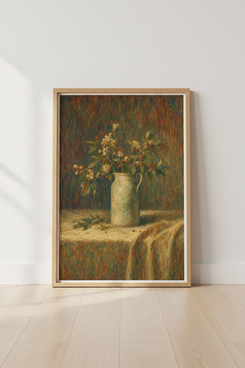 Floral Impressionism Wall Art Print | Still Life Decor | Earthy Tones Poster