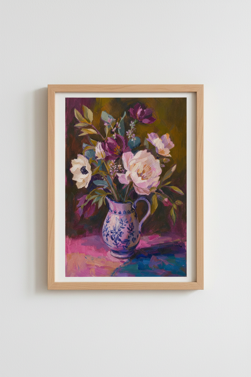 Floral bouquet Wall Art Print | Living Room Decor | Impressionist Poster