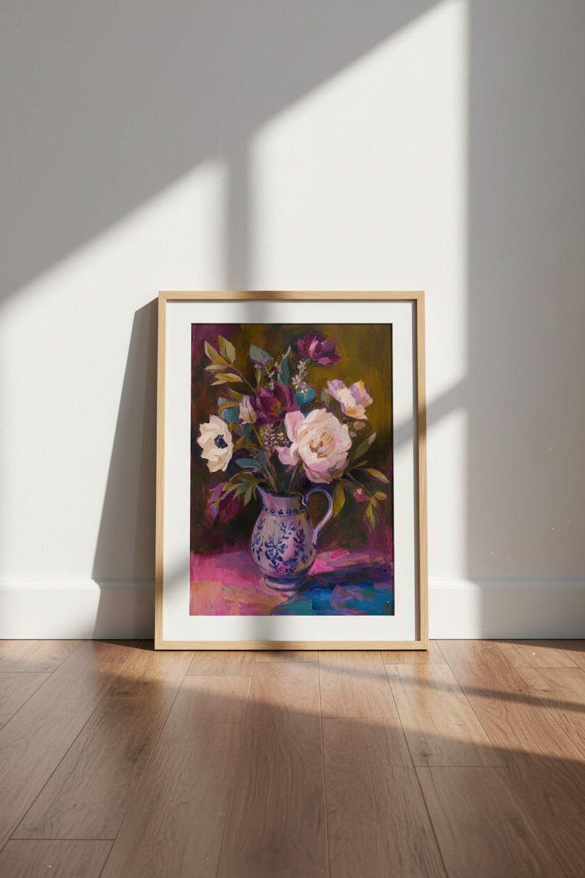 Floral bouquet Wall Art Print | Living Room Decor | Impressionist Poster