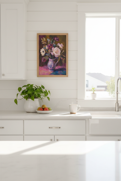 Floral bouquet Wall Art Print | Living Room Decor | Impressionist Poster