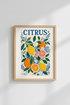 Citrus Botanical Art | Mediterranean Fruit Poster, Kitchen Wall Decor