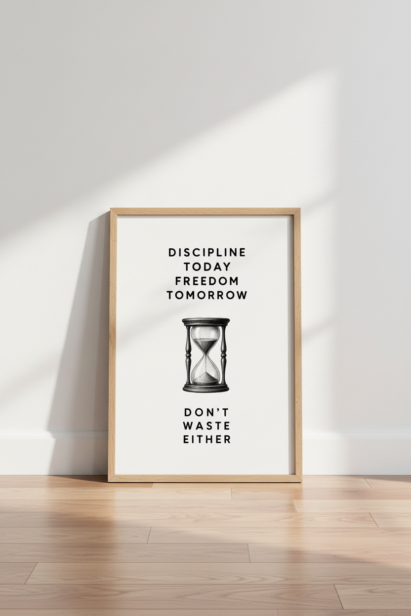 Discipline Today Freedom Tomorrow Wall Art | Office Decor | Minimalist Poster