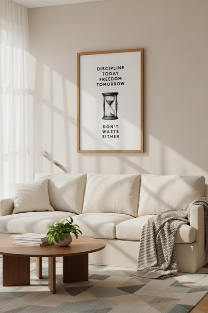 Discipline Today Freedom Tomorrow Wall Art | Office Decor | Minimalist Poster