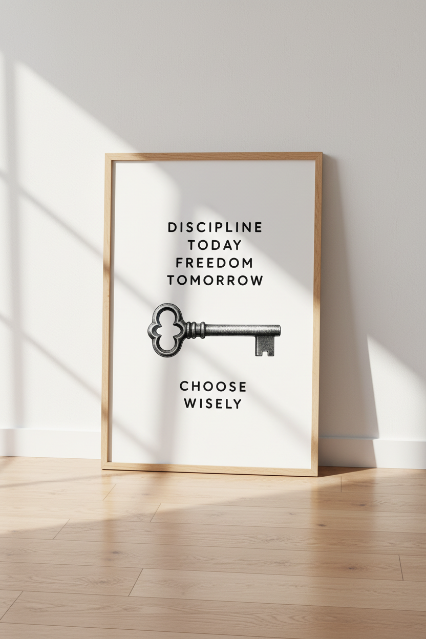 Discipline Today Wall Art | Freedom Tomorrow Key Poster | Office Decor