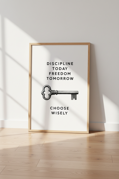 Discipline Today Wall Art | Freedom Tomorrow Key Poster | Office Decor