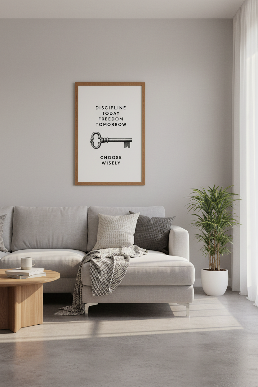 Discipline Today Wall Art | Freedom Tomorrow Key Poster | Office Decor