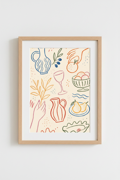 colorful line art | Abstract palette, living room decor