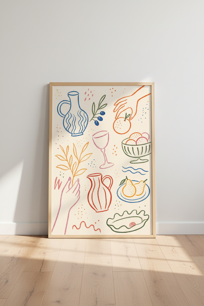 colorful line art | Abstract palette, living room decor