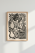 boho wall art print | Abstract Beige & Black, Living Room Decor