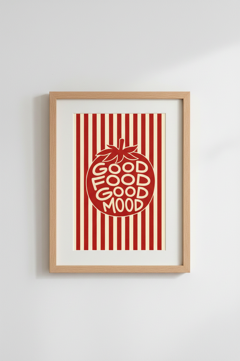 boho wall art print | Bold Red Pomegranate Poster | Living Room Decor